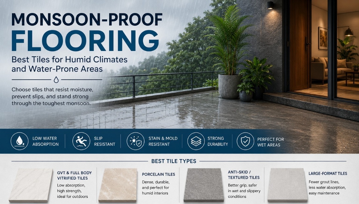 Monsoon-Proof Flooring: Best Tiles for Humid Climates and Water-Prone Areas
